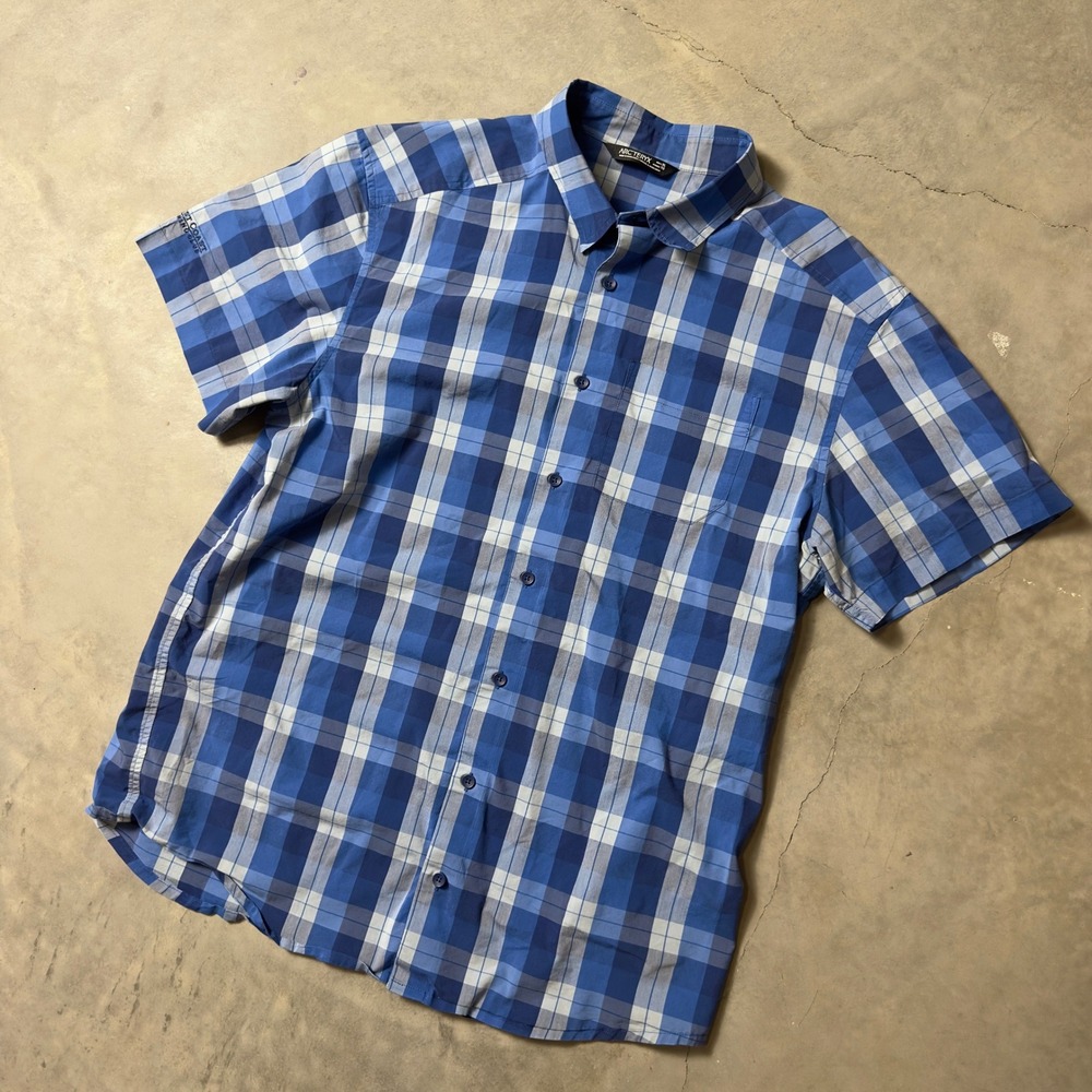 Arc'teryx Plaid Button Down Shirt Mens XL Blue Gorpcore Outdoor Hiking